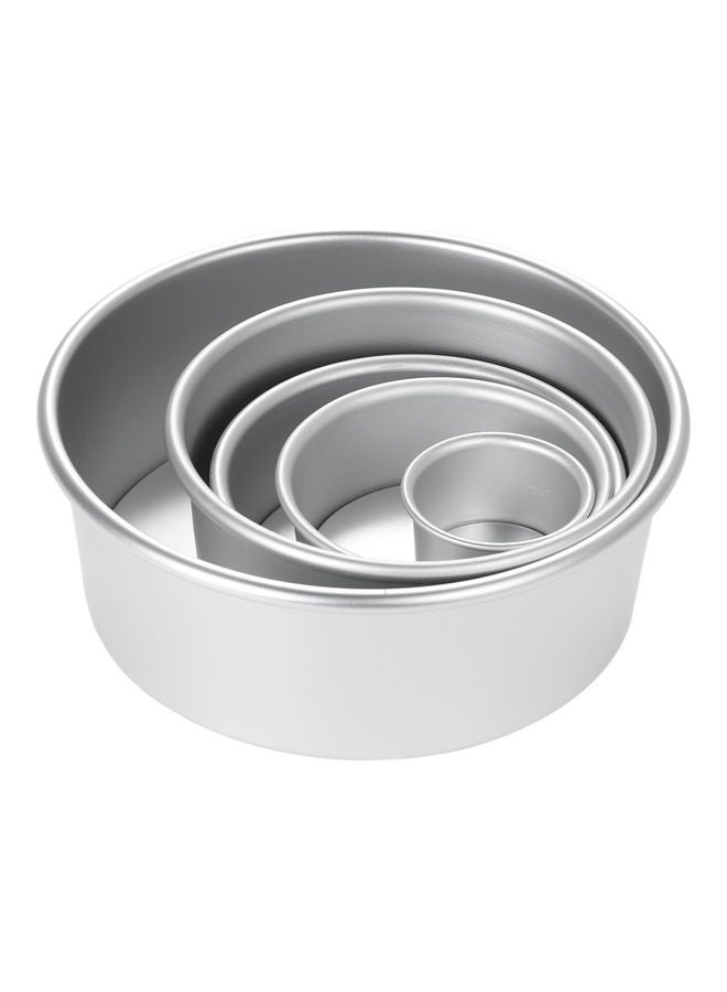 5-Piece  Aluminum Alloy Round Cake Moulds Silver 21.8x21.8x8cm - Image 1
